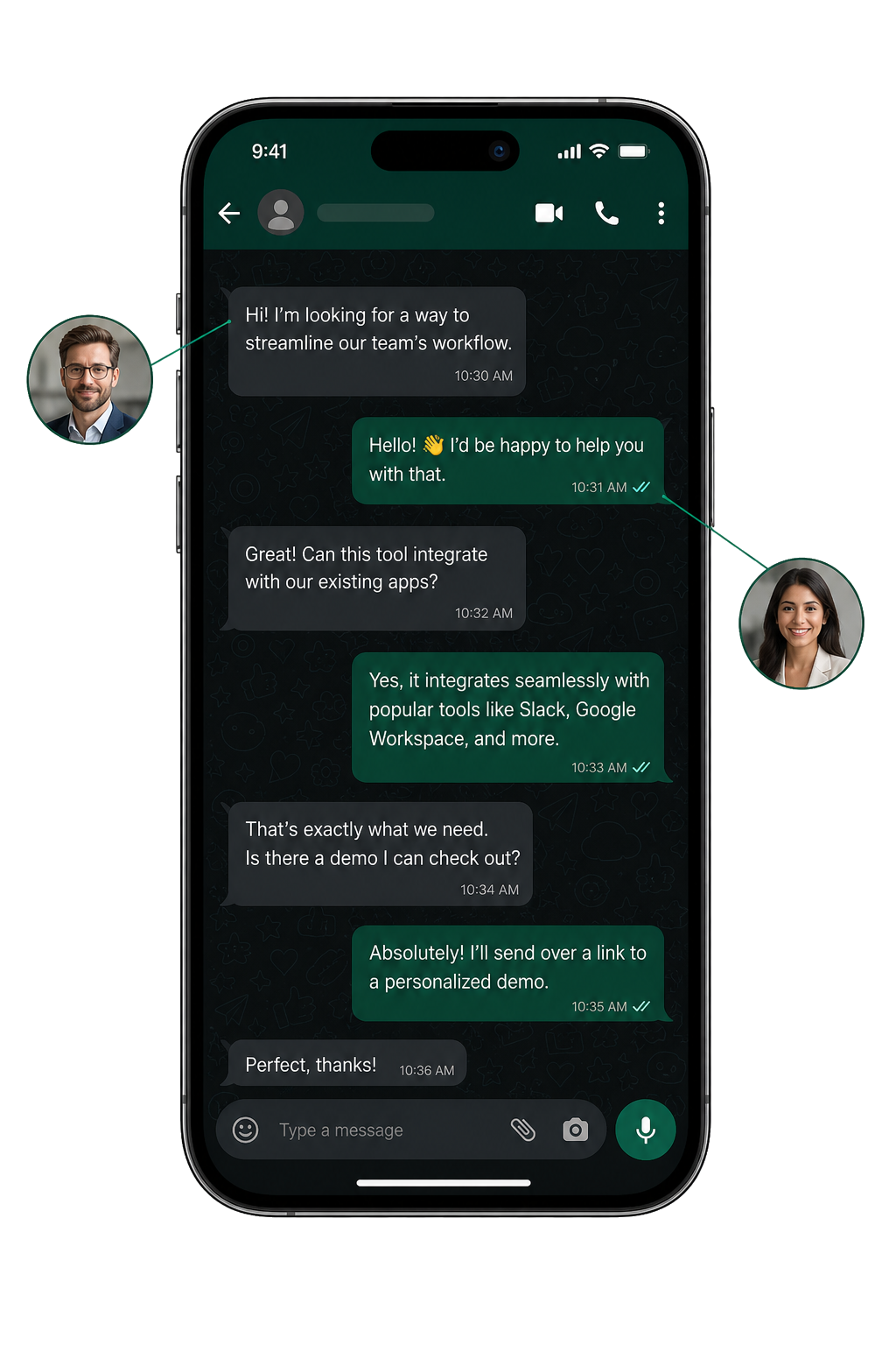 Helicoptic solution WhatsApp messaging